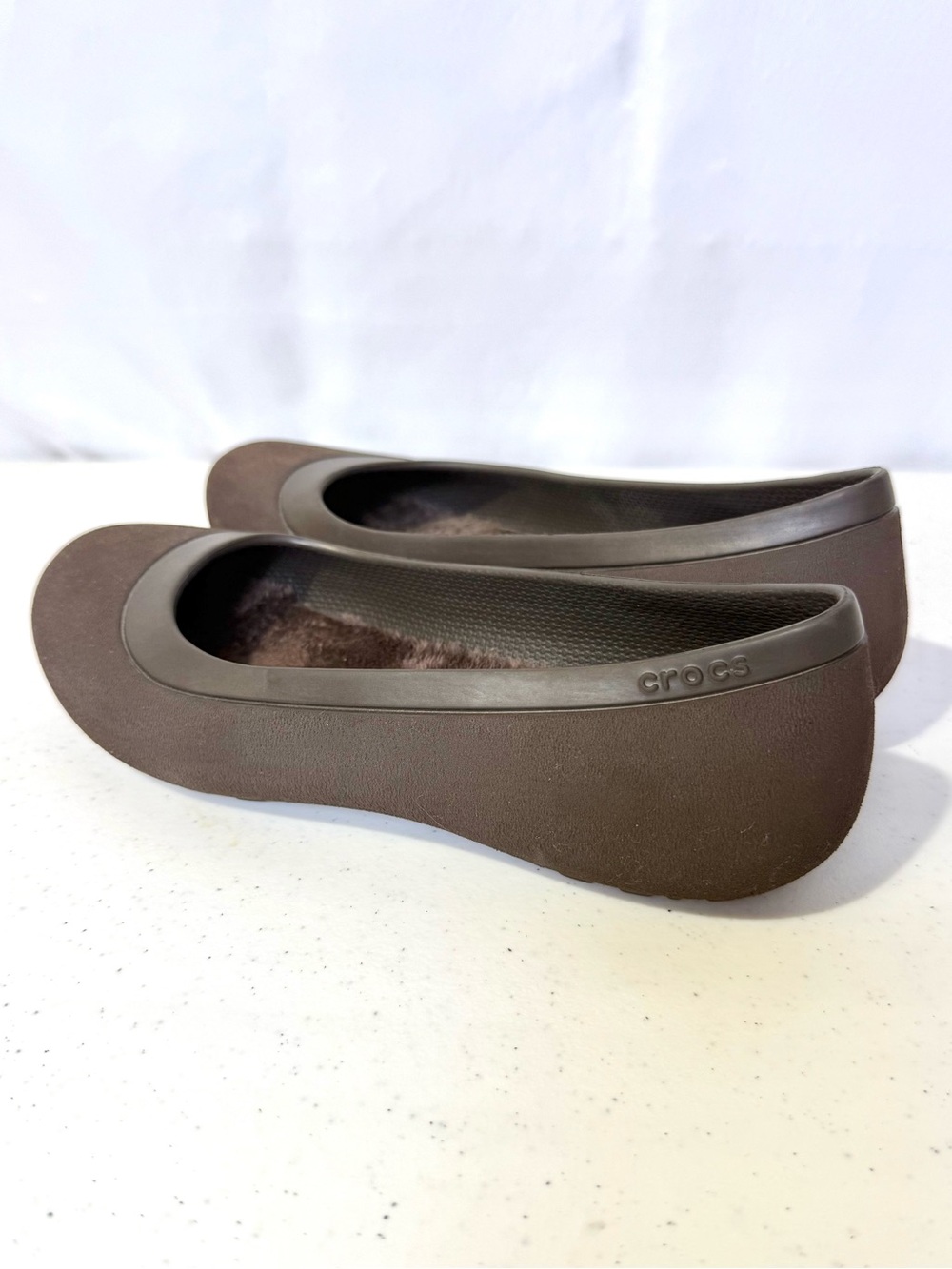 Crocs Mammoth Ballet Flats Womens 6 Brown Faux Fur Lined Slip On Shoes